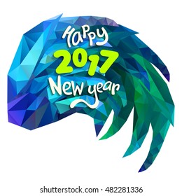 Vector abstract  low poly rooster tale new year greeting card