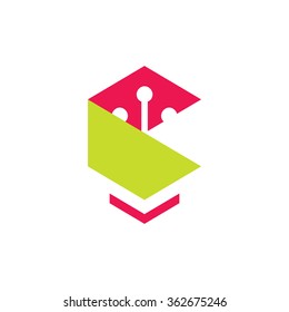 Vector Abstract Luminous Diode Cartoon Illustration. Abstract anodes and cathodes. Branding Identity Corporate Logo isolated on a white background
