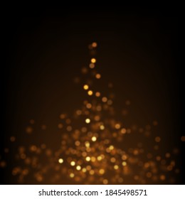 Vector abstract luxury background with gold glittering. Golden bokeh lights, defocused glitters on dark. 