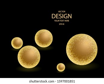Vector abstract luxury background. Golden balls on a black background.