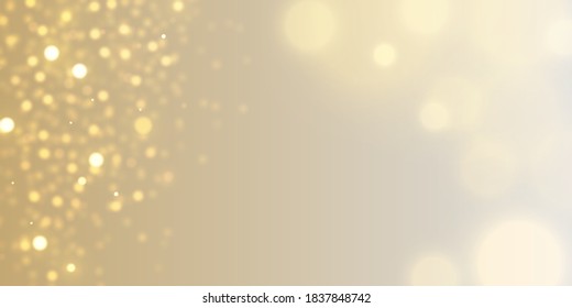 Vector abstract luxury background with sparkling glittering effect. Festive backdrop with gold bokeh, and defocused glowing lights.