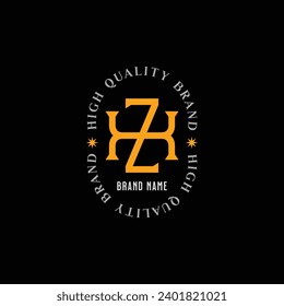Vector abstract luxury circle stamp letter zx logo
