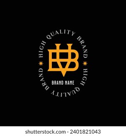 Vector abstract luxury circle stamp letter vb logo