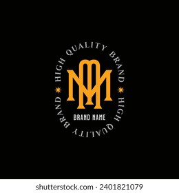 Vector abstract luxury circle stamp letter mm logo