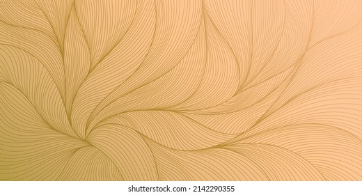 Vector abstract luxury golden wallpaper, wavy line art background. Art Deco Pattern, texture for print, fabric, packaging design. Vintage illustration