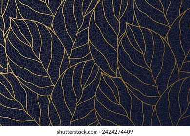 Vector abstract luxury golden wallpaper, wavy line art background, dynamic ribbons. Line design for interior design. 