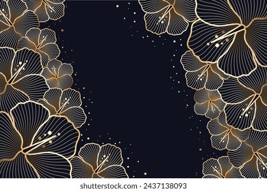 Vektor abstrakte Luxus goldene Tapete, gewellte Linie Kunst Hintergrund, dynamische Bänder. Liniendesign für die Innenarchitektur. Japanischer Stil.	