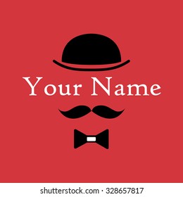 Vector abstract  man with bowler hat and mustache