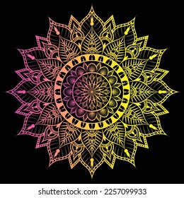 Arte de mandala abstracta vectora. Libro de Colores Patrón de encaje El tatuaje. Diseño de papel pintado Camisa y azulejos Diseño de pegatinas, adorno de círculo decorativo de estilo oriental étnico