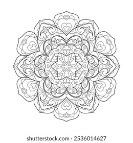 Vector Abstract Mandala Coloring Page. Vibrant Spiritual Lace Tattoo with Islamic, Arabic, Indian, and Ottoman Influences