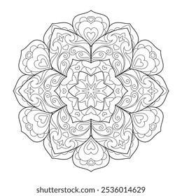 Vector Abstract Mandala Coloring Page. Vibrant Spiritual Lace Tattoo with Islamic, Arabic, Indian, and Ottoman Influences