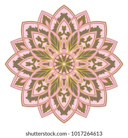 Vector abstract mandala. Design element. Pink elegant ornament.