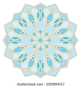 Vector abstract mandala. Design element. Blue elegant ornament.