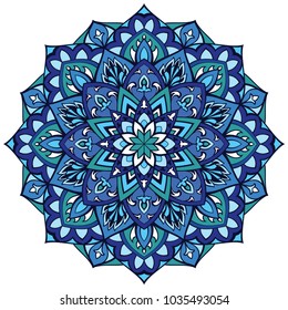 Vector abstract mandala. Design element. Blue elegant ornament.