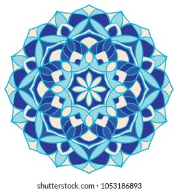 Vector abstract mandala. Design element. Blue elegant ornament.