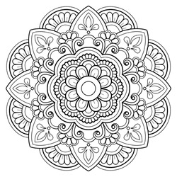 Vector Abstract Mandala Pattern. Art On The Wall. Coloring Book Lace Pattern The Tattoo. Design For A Wallpaper Paint Shirt And Tile Sticker Design, Decorative Circle Ornament In Ethnic Oriental Style