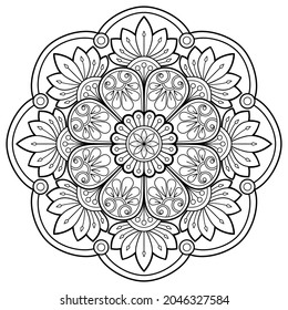 Vector abstract mandala pattern. Art on the wall. Design for a wallpaper Paint shirt and tile Sticker Design, coloring book Lace pattern The tattoo. Decorative circle ornament in ethnic oriental style