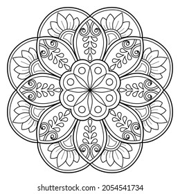 Vector abstract mandala pattern. Art on the wall. Design for a wallpaper Paint shirt and tile Sticker Design, coloring book Lace pattern The tattoo. Decorative circle ornament in ethnic oriental style