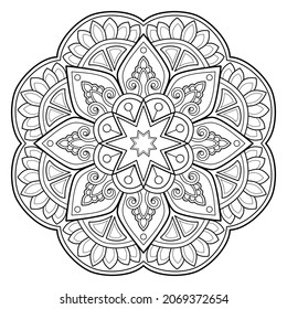 Vector abstract mandala pattern. Art on the wall. Coloring book Lace pattern The tattoo. Design for a wallpaper Paint shirt and tile Sticker Design, Decorative circle ornament in ethnic oriental style