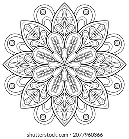 Vector abstract mandala pattern. Art on the wall. Coloring book Lace pattern The tattoo. Design for a wallpaper Paint shirt and tile Sticker Design, Decorative circle ornament in ethnic oriental style