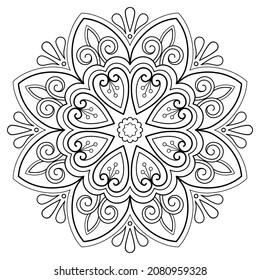 Vector abstract mandala pattern. Art on the wall. Coloring book Lace pattern The tattoo. Design for a wallpaper Paint shirt and tile Sticker Design, Decorative circle ornament in ethnic oriental style