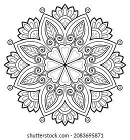 Patrón de mandala abstracta del vector. Arte en la pared. Libro de Colores Patrón de encaje El tatuaje. Diseño de papel pintado Camisa y azulejos Diseño de pegatinas, adorno de círculo decorativo de estilo oriental étnico