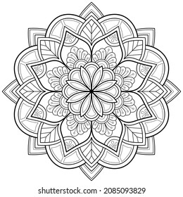 Vector abstract mandala pattern. Art on the wall. Coloring book Lace pattern The tattoo. Design for a wallpaper Paint shirt and tile Sticker Design, Decorative circle ornament in ethnic oriental style