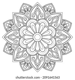 Vector abstract mandala pattern. Art on the wall. Coloring book Lace pattern The tattoo. Design for a wallpaper Paint shirt and tile Sticker Design, Decorative circle ornament in ethnic oriental style