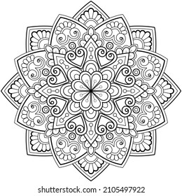 Vector abstract mandala pattern. Art on the wall. Coloring book Lace pattern The tattoo. Design for a wallpaper Paint shirt and tile Sticker Design, Decorative circle ornament in ethnic oriental style