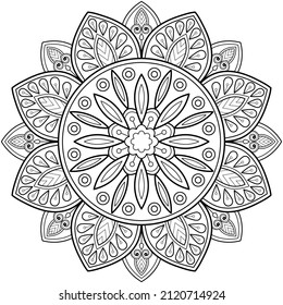 Vector abstract mandala pattern. Art on the wall. Coloring book Lace pattern The tattoo. Design for a wallpaper Paint shirt and tile Sticker Design, Decorative circle ornament in ethnic oriental style