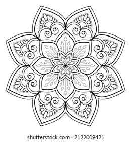Vector abstract mandala pattern. Art on the wall. Coloring book Lace pattern The tattoo. Design for a wallpaper Paint shirt and tile Sticker Design, Decorative circle ornament in ethnic oriental style