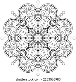 Vector abstract mandala pattern. Art on the wall. Coloring book Lace pattern The tattoo. Design for a wallpaper Paint shirt and tile Sticker Design, Decorative circle ornament in ethnic oriental style
