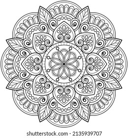 Vector abstract mandala pattern. Art on the wall. Coloring book Lace pattern The tattoo. Design for a wallpaper Paint shirt and tile Sticker Design, Decorative circle ornament in ethnic oriental style