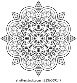 Vector abstract mandala pattern. Art on the wall. Coloring book Lace pattern The tattoo. Design for a wallpaper Paint shirt and tile Sticker Design, Decorative circle ornament in ethnic oriental style