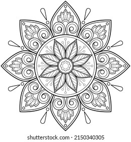Image vectorielle motif abstrait mandala. De l'art sur le mur. Livre de coloriage Motif de dentelle Le tatouage. Conception pour fond d'écran Paint shirt et carrelage Sticker Conception, décorations en cercle décoratif de style oriental ethnique
