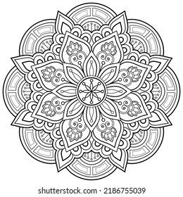 Patrón de mandala abstracta del vector. Arte en la pared. Libro de Colores Patrón de encaje El tatuaje. Diseño de papel pintado Camisa y azulejos Diseño de pegatinas, adorno de círculo decorativo de estilo oriental étnico