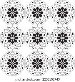 Patrón de mandala abstracta del vector. Arte en la pared. Color del libro Patrón de encaje. Diseño de papel pintado Camisa y azulejos Diseño de pegatinas, adorno de círculo decorativo de estilo oriental étnico