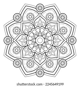 Vector abstract mandala pattern. Art on the wall. Coloring book Lace pattern The tattoo. Design for a wallpaper Paint shirt and tile Sticker Design, Decorative circle ornament in ethnic oriental style