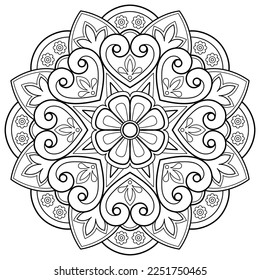 Abstraktes Vektor-Mandala-Muster. Kunst an der Wand. Farbbuch Spitzen Muster Die Tätowierung. Design für ein Tapete Paint Shirt und Fliesenaufkleber Design, dekorative Kreissornament im ethnisch-orientalischen Stil