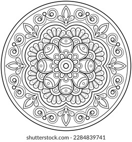 Vector abstract mandala pattern. Art on the wall. Coloring book Lace pattern The tattoo. Design for a wallpaper Paint shirt and tile Sticker Design, Decorative circle ornament in ethnic oriental style