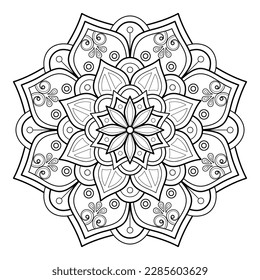 Simple Mandala Shape for Coloring. Vector Mandala. Floral. Flower.  Oriental. Book Page. Outline. Stock Vector