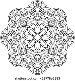 Vector abstract mandala pattern. Art on the wall. Coloring book Lace pattern The tattoo. Design for a wallpaper Paint shirt and tile Sticker Design, Decorative circle ornament in ethnic oriental style