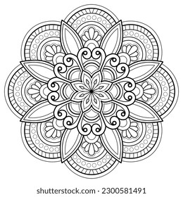 Vector abstract mandala pattern. Art on the wall. Coloring book Lace pattern The tattoo. Design for a wallpaper Paint shirt and tile Sticker Design, Decorative circle ornament in ethnic oriental style