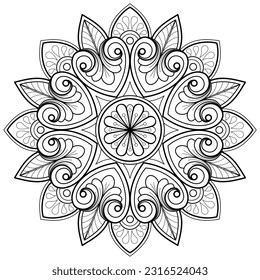 Vector abstract mandala pattern. Art on the wall. Coloring book Lace pattern The tattoo. Design for a wallpaper Paint shirt and tile Sticker Design, Decorative circle ornament in ethnic oriental style