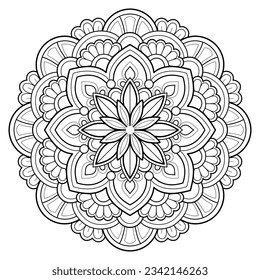 Patrón de mandala abstracta del vector. Arte en la pared. Libro de Colores Patrón de encaje El tatuaje. Diseño de papel pintado Camisa y azulejos Diseño de pegatinas, adorno de círculo decorativo de estilo oriental étnico