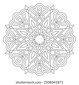 Vector abstract mandala pattern. Art on the wall, mandala design coloring book page