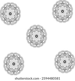  Vector abstract mandala pattern. Blossom Mandala Shape . Mandala Coloring book line art vector illustration. 