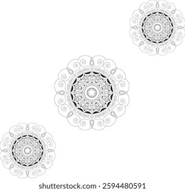 Vector abstract mandala pattern. Blossom Mandala Shape . Mandala Coloring book line art vector illustration. 