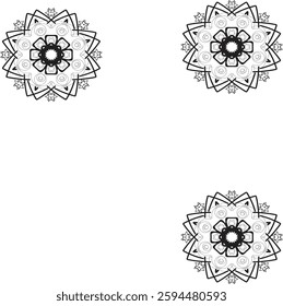 Vector abstract mandala pattern. Blossom Mandala Shape . Mandala Coloring book line art vector illustration. 