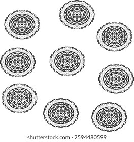  Vector abstract mandala pattern. Blossom Mandala Shape . Mandala Coloring book line art vector illustration. 